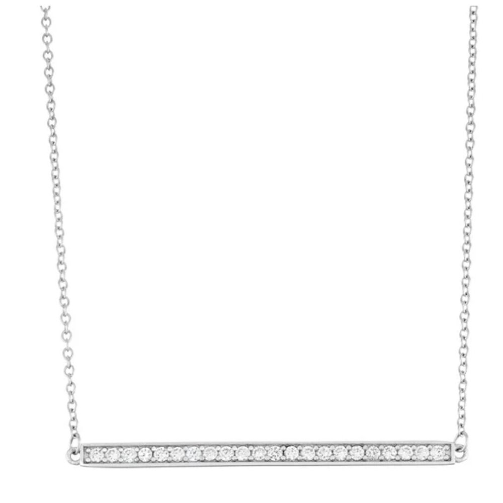 NWT Sterling Silver Cubic Zirconia Bar Necklace